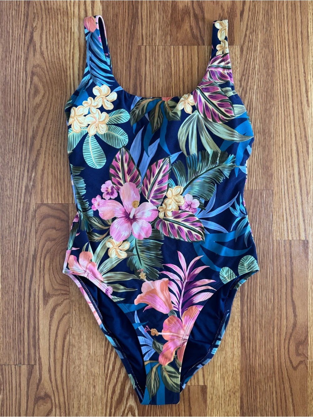 Lands’ End Tropical Floral Tie Back One Piece Swimsuit